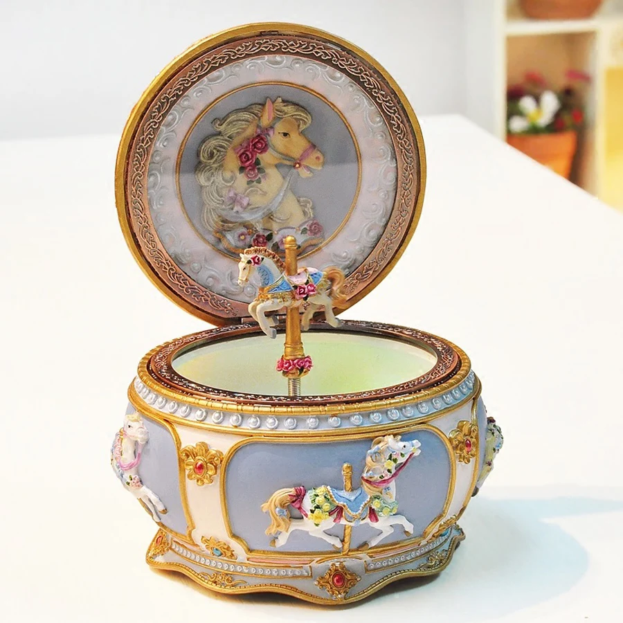 Carousel Музыкальная шкатулка со светодиодным звуковым управлением световые