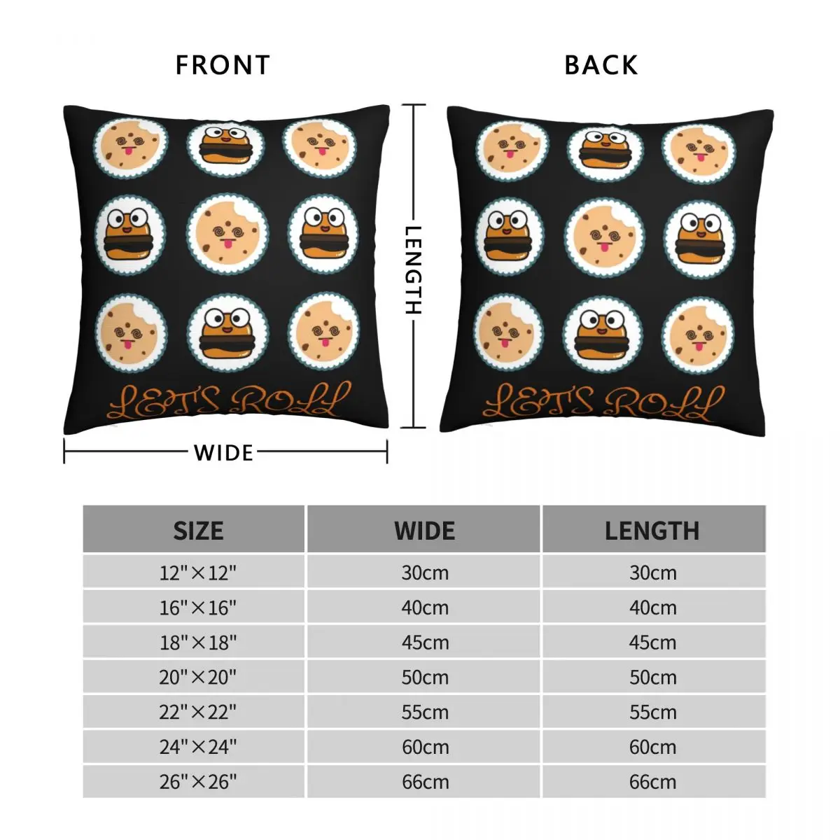 Квадратная подушка с печеньем и бургером Let Rool наволочка для подушки
