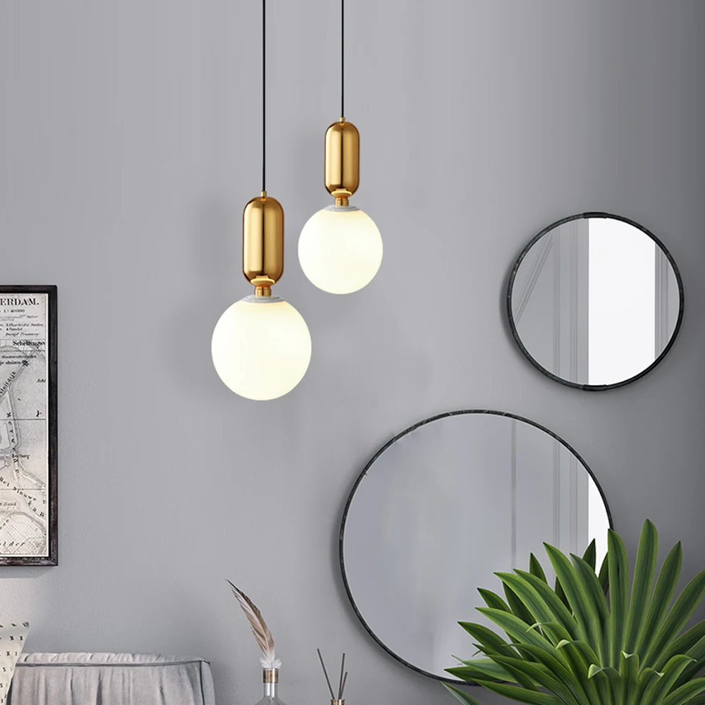 

Nordic LED Pendant Lights Frosted Glass Industrial Handin Pendant Lamp Modern Bedroom Hanglamp Living Room Suspension Luminaire