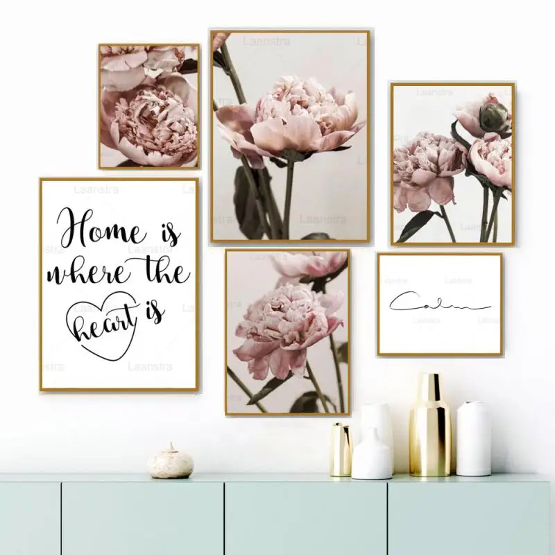 

Pink Peony Flower Canvas Poster Nordic Home Decoration Wall Art Modern Painting Printing Living Room Bedroom Mural Wall Pictures