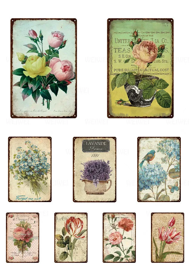 

Flower Vintage Metal Sign Tin Sign Decorative Plaque Garden Living Room Club Decor Wall Decoration
