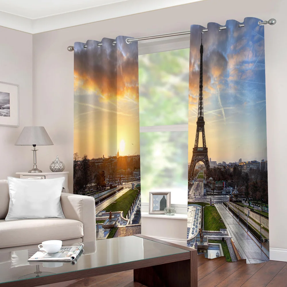 Красивые пейзажи романтические занавески с изображением башни 3D оконные шторы