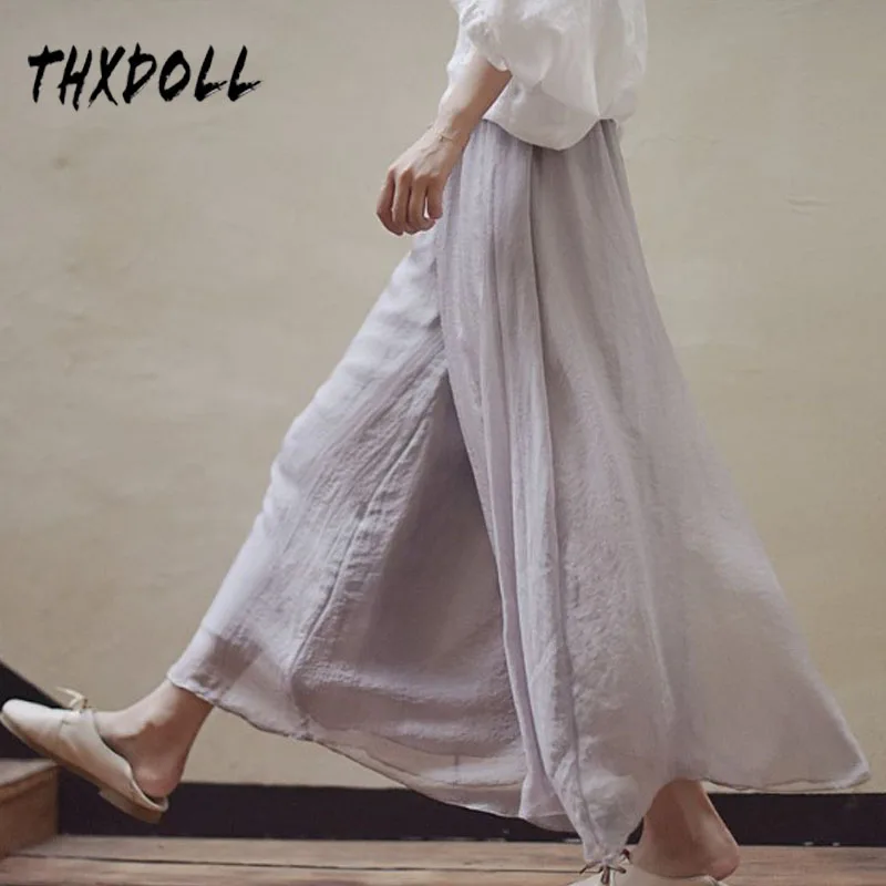 Широкие брюки женские 6 цветов Свободные повседневные Модные шифоновые длинные