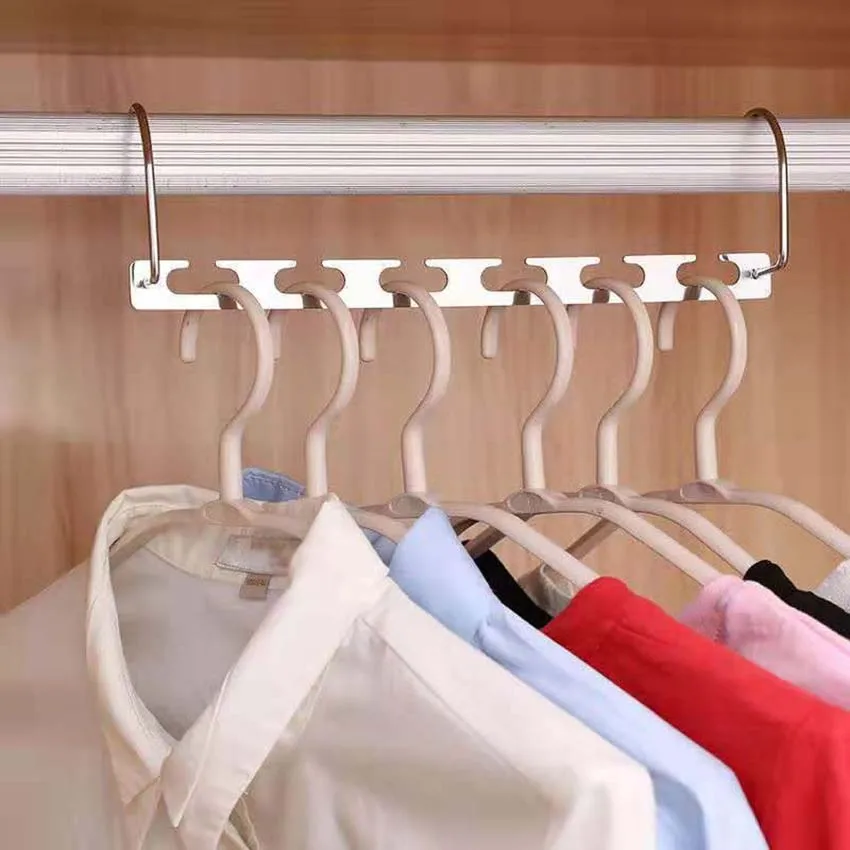 

6 Hole Clothes Hanger Organizer Multi-Function Stainless Steel Folding Clothes Hanger Space Saving Fast Drying Storage Rack