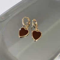 new womens red heart shaped earrings retro oil dripping love earrings earrings ear buckle wedding party gifts exquisite jewelry