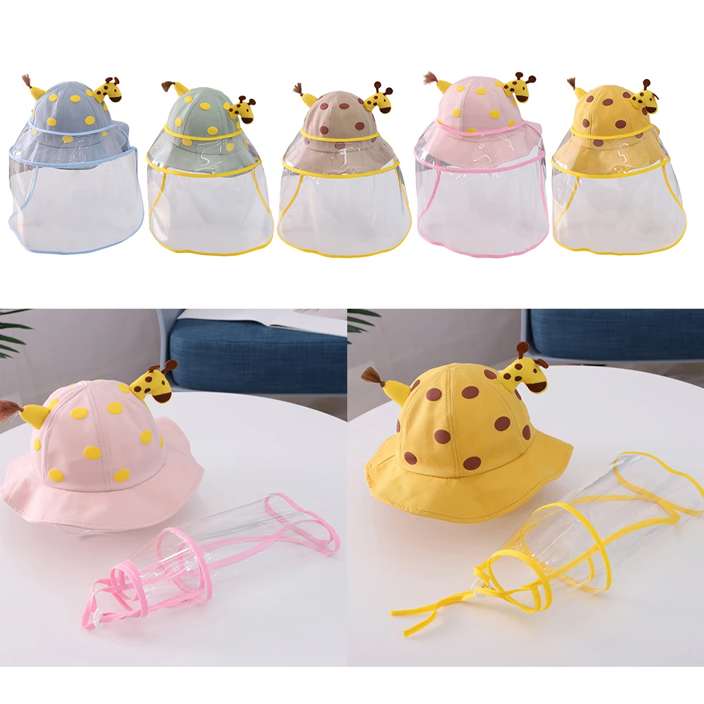 

Kids Toddlers Cartoon Sun Hat Face Shield Anti Sun Dust Bucket Cap Beach Fishing