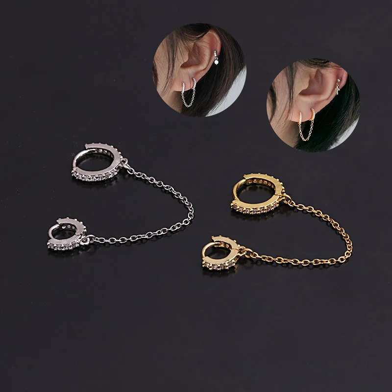 

1PC Double Helix Cartilage Tragus CZ Ear Piercing Huggie Hoop Earring Zircon Ear Piercing Jewellery for Women