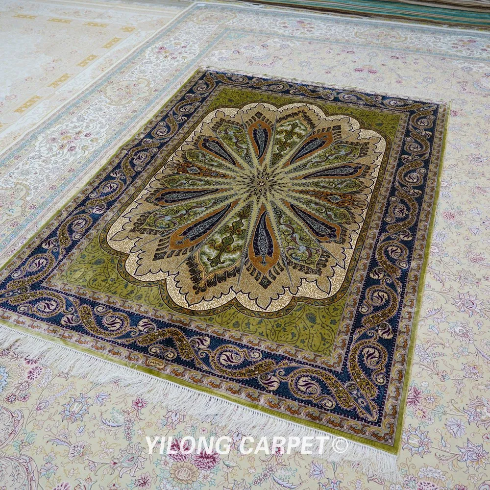 Шелковые Коврики ручной работы Yilong 5 'x 7' Восточный Шелковый турецкий коврик