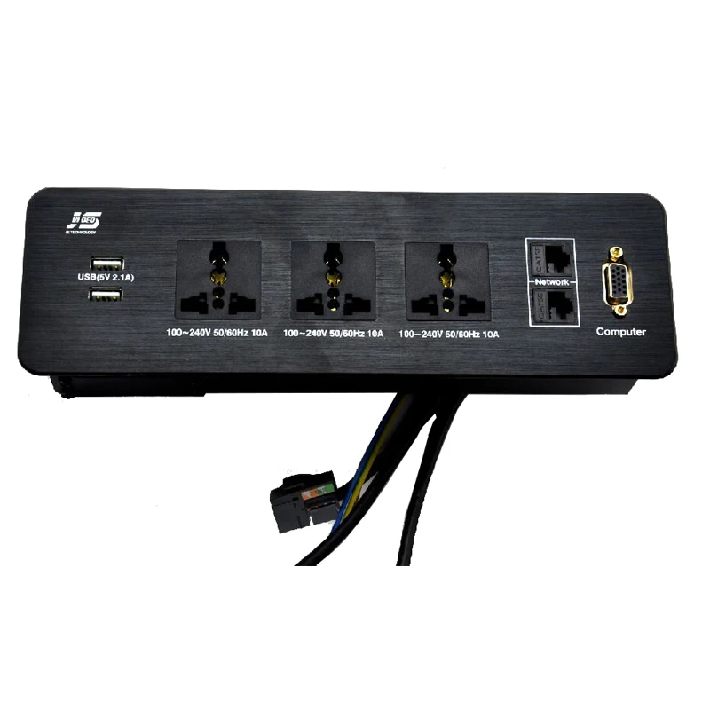 

tabletop sockets with Switch For Meeting Aluminium Alloy Smart Home Metal Faceplate with Cable