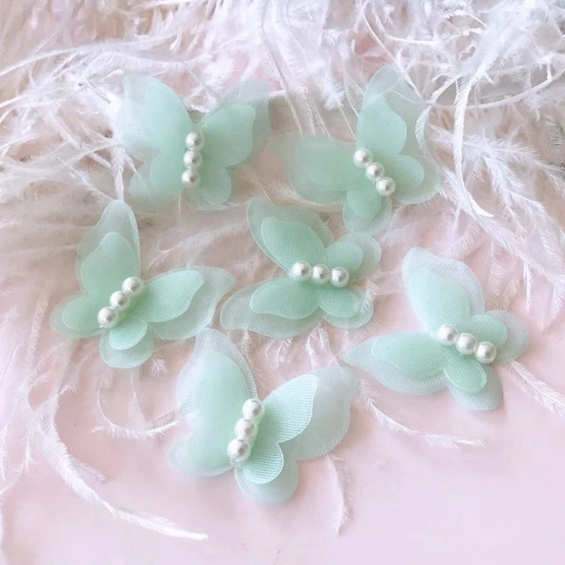 10 шт./лот патчи ремесло поставки цветок жемчуг стерео бабочка свадебное платье DIY