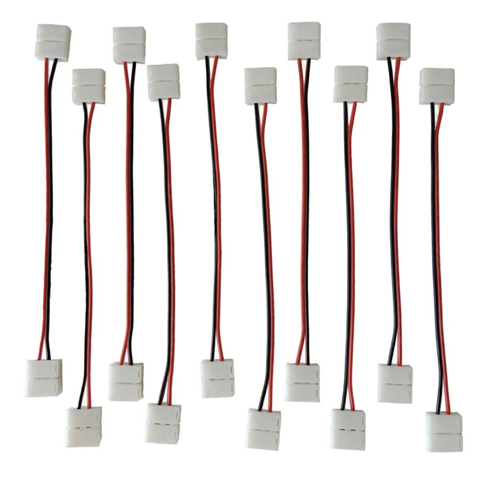 

5-24V 5/10/20/50/100pcs LED Adapter 2Pin 8mm Width Double Clips PCB LED Connector For 3528 2835 SMD Single Color LED Strip Light