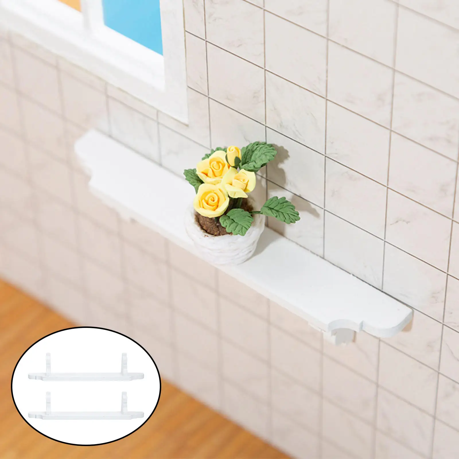 

2 Pieces Wooden Dollhouse Wall Shelf Dollhouse Accessories Doll House Decor Food Drink Display Rack for Collection Gifts