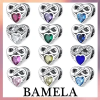 bamela silver 925 heart shaped december birthday stone charms christmas gift beads diy for original pandora bracelet jewelry