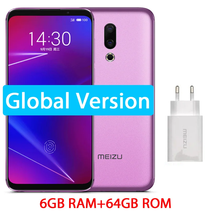Meizu 16 16X Global, 64 ГБ rom, мобильный телефон Snapdragon 710, четыре ядра, 6,0 дюймов, 2160x1080 P, полный экран, двойная камера заднего вида - Цвет: 6G 64GB Purple