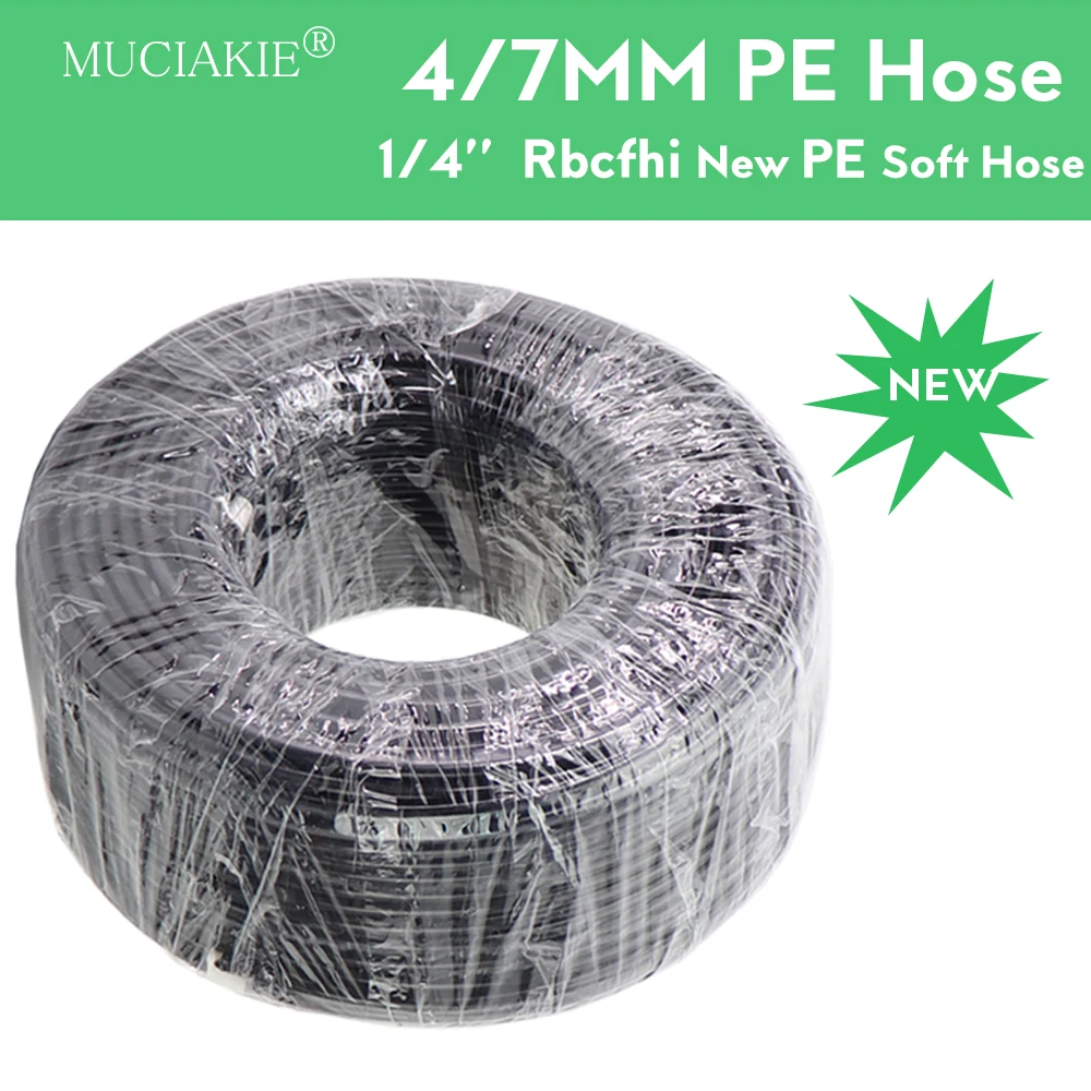 MUCIAKIE 50M 100M 1/4'' PE Tubing ID 4mm OD 6.35mm 4/7mm Water Pipe Low Pressure Misting System Hose RO Water Filter System