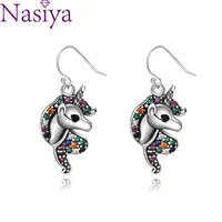 925 sterling silver earrings round drop earrings color cute animal zircon earrings for women luxury fine party jewelry wholesale