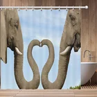 Африканская красавица, С Рисунком Слона и принтами животных Душ Шторы Ванная комната украшения Водонепроницаемый тканевая перегородка для душа Шторы