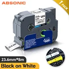 Absonic 23,6 мм Hse-251 этикетка для Brother Hse251 Hse 251 терм усадочная трубка для маркировки черные на белом фоне для Brother P-Touch этикетировщик