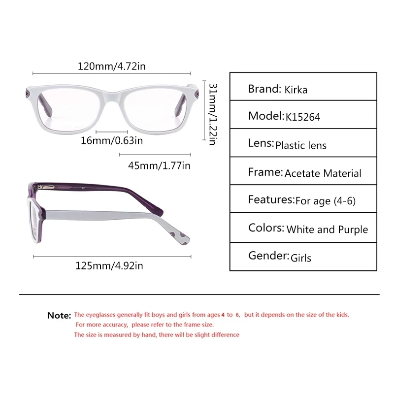 

Kirka Kids Optical Prescription Glasses Frame Acetate Color stitching Rectangle Glasseswear Kid Girl Frame Myopic Glasses Frames