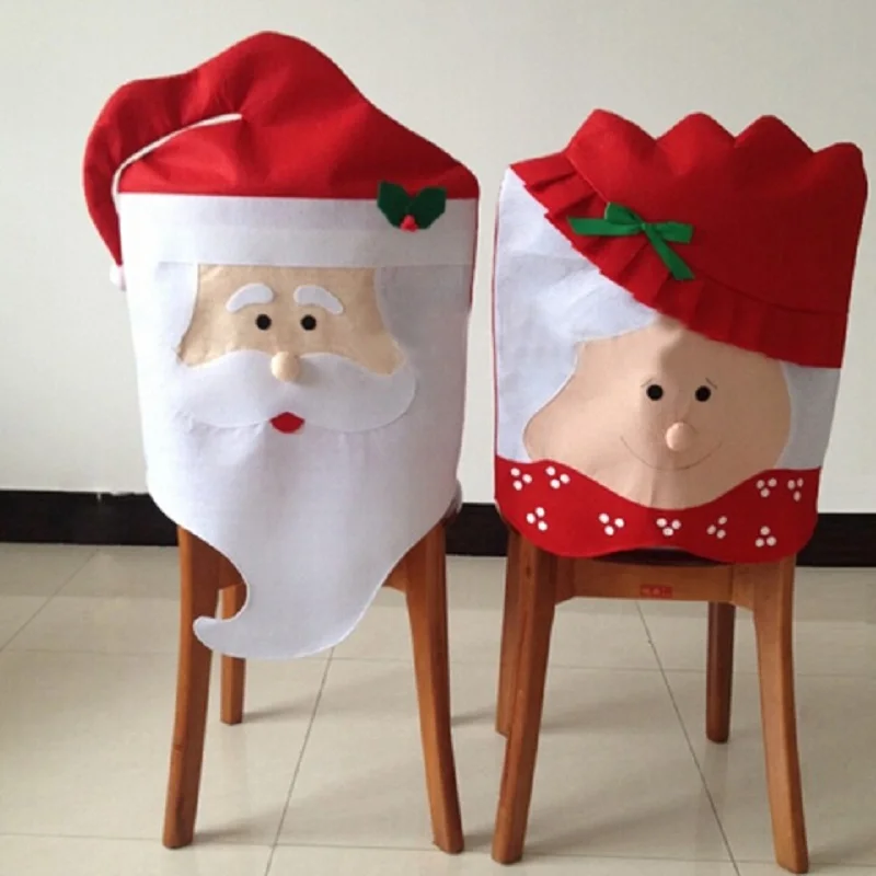 

Christmas Decoration For Home 2017 Navidad Christmas Chair Cover Santa Clause Red Hat Chairs Christmas Table Pendant