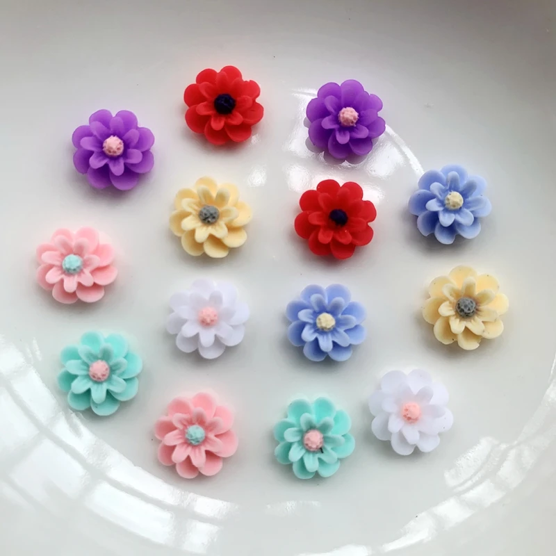 30pcs 10mm beautiful resin flower flat back resin Rhinestone hairpin decoration DIY jewelry/craft/nail decoration