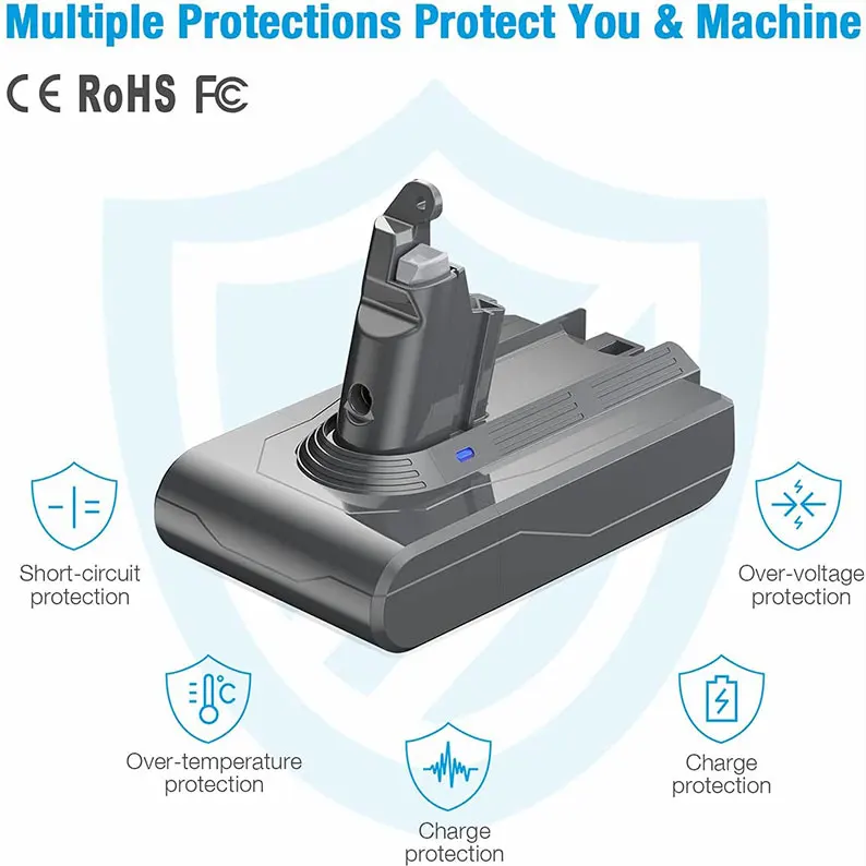 

Аккумуляторная батарея для DYSON V6, DC58, DC59, DC61, DC62, DC74, 5000 мАч, 21,6 в