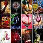 Алмазная 5D картина сделай сам, Женская Вышивка из бокалов красного вина, алмазная вышивка стразы, полноформатная круглая мозаика, вышивка крестиком, домашний декор