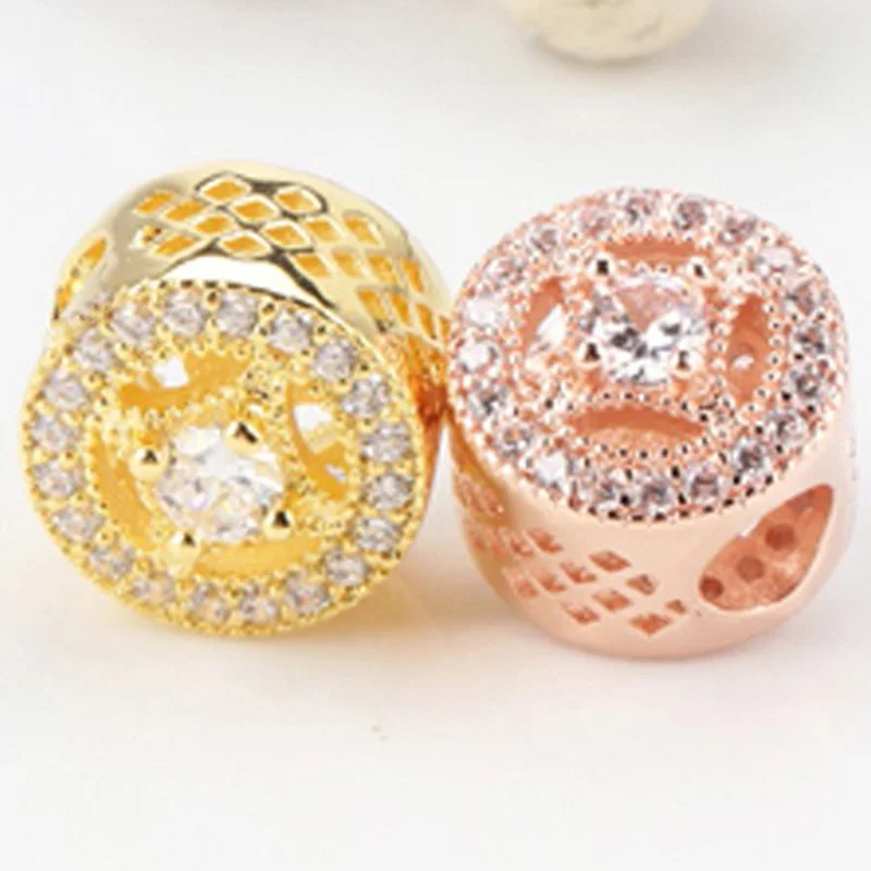 

Original 925 Sterling Silver Bead Fashion Retro Rose Gold With Crystal Beads Fit Pandora Women Bracelet & Necklace Diy Jewelry