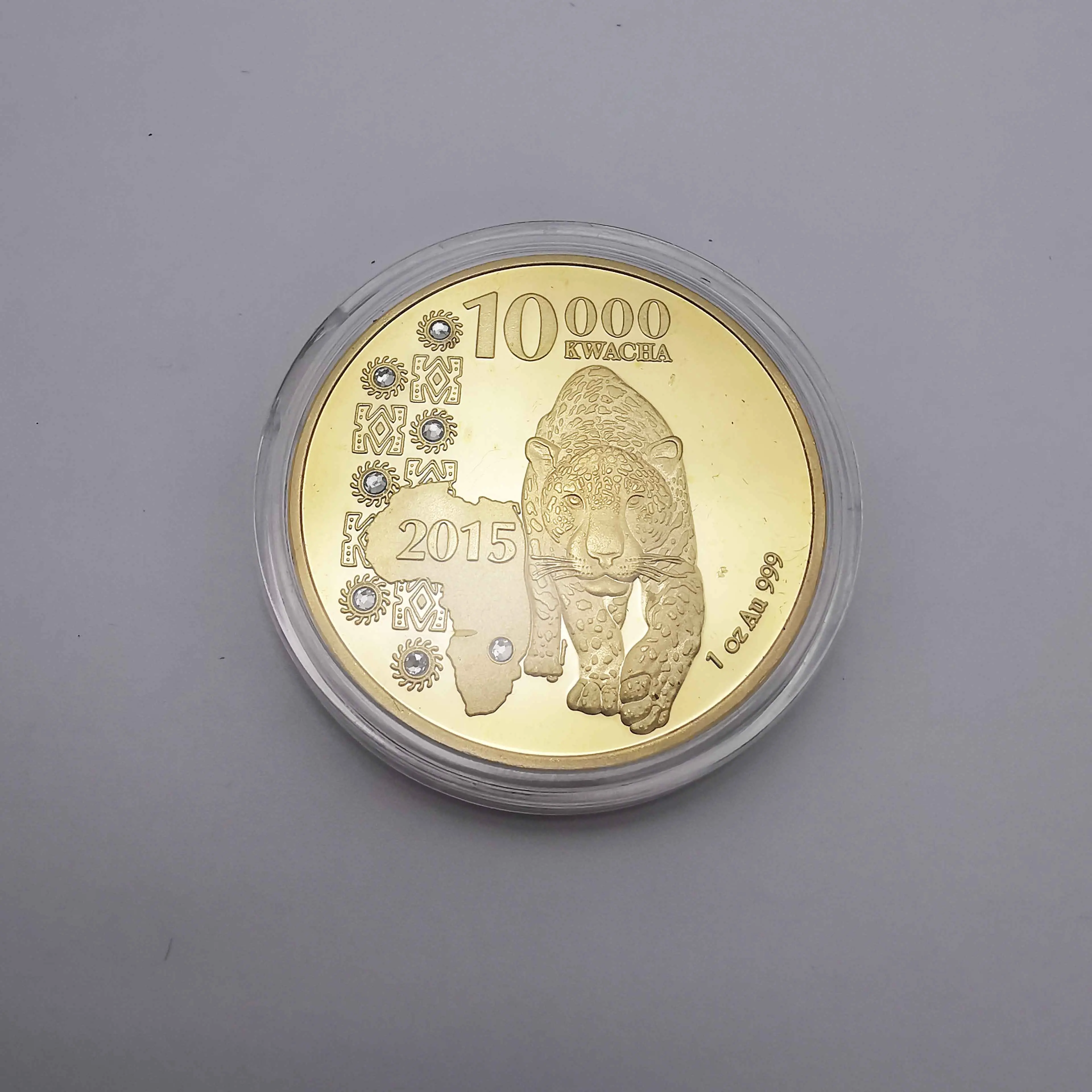 Замбия Республика 1OZ цвета: золотистый серебристый монета в африканском стиле