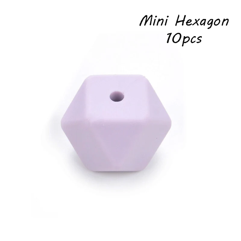 Lavender fog LOFCA 10 шт. Пищевая силиконовая бусина мини шестиугольник зубной прорезыватель для малышей Прорезыватель зубов игрушки Бусы, не содержат Бисфенол А Соска-Подвеска для DIY - Цвет: Lavender fog