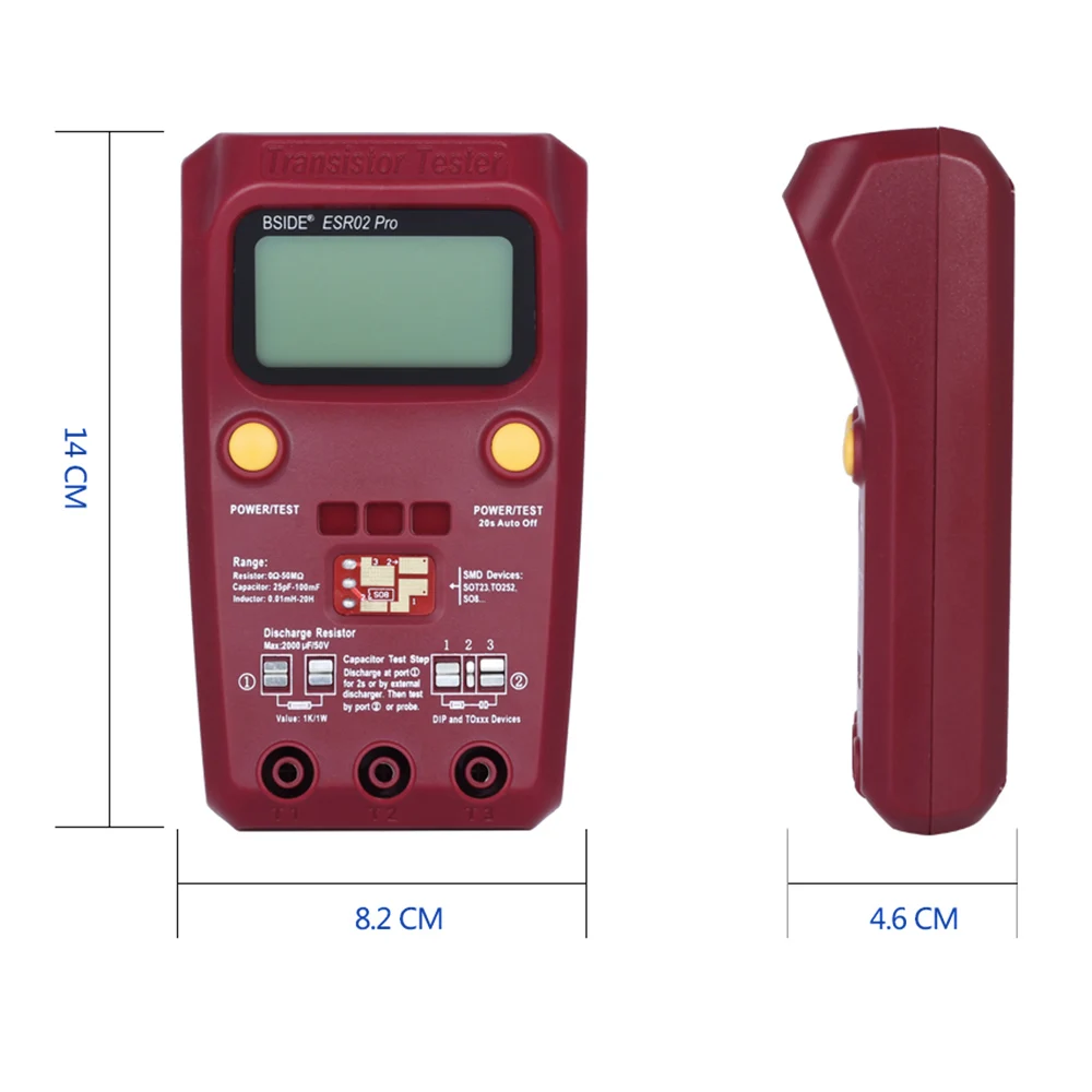 BSIDE ESR02 Pro транзистор ESR/SMD Test er M328 умный диодный Триод Емкость резистор измеритель