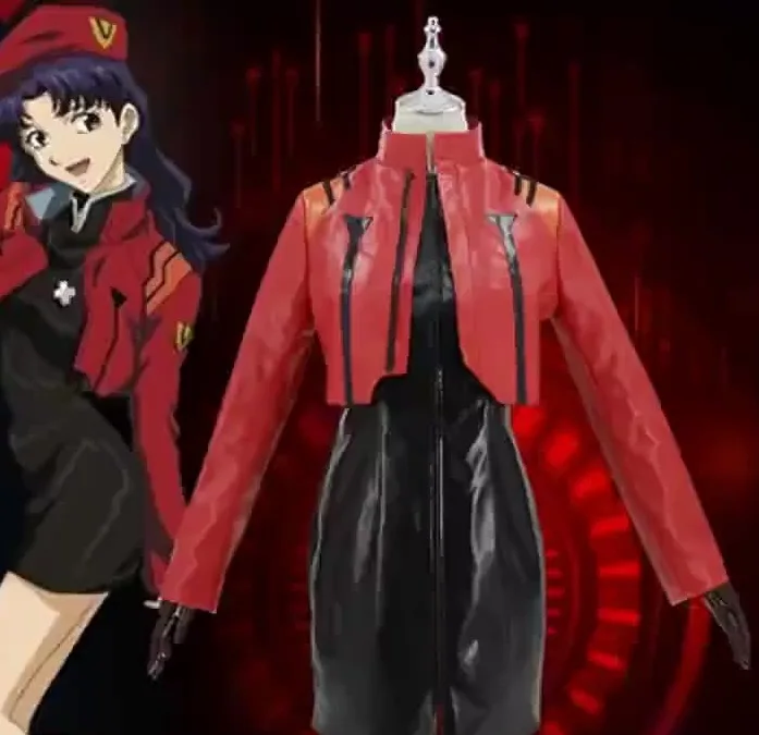 Эва Katsuragi Misato косплей костюм сексуальное платье куртка парик Хэллоуин Вечерние