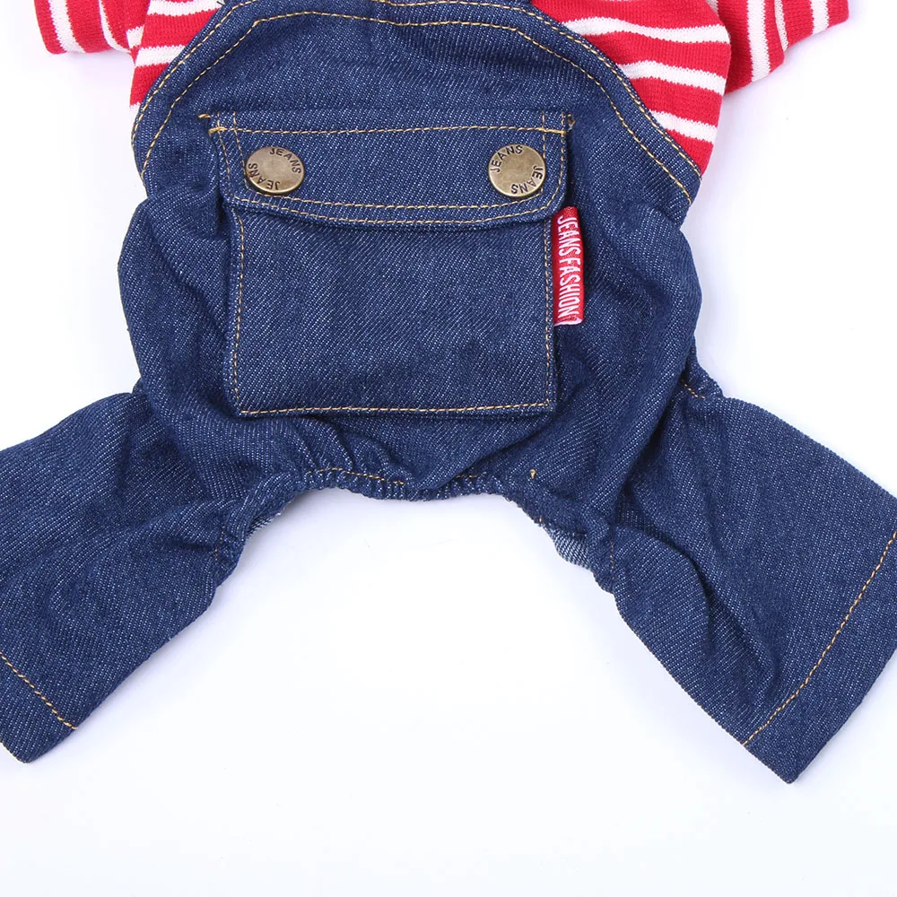 Striped Dog Cat Jumpsuit Hoodie with Big Pocket Pet Puppy T-Shirt Coat Autumn Clothes Apparel | Дом и сад