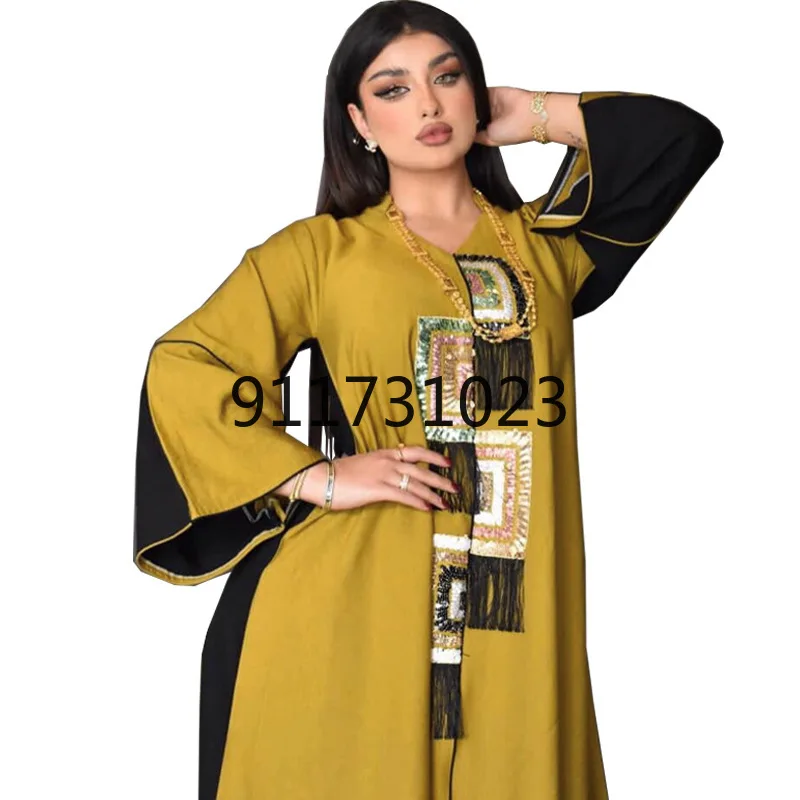 Африканские платья Дашики для женщин Abaya женское платье с блестками и бахромой в