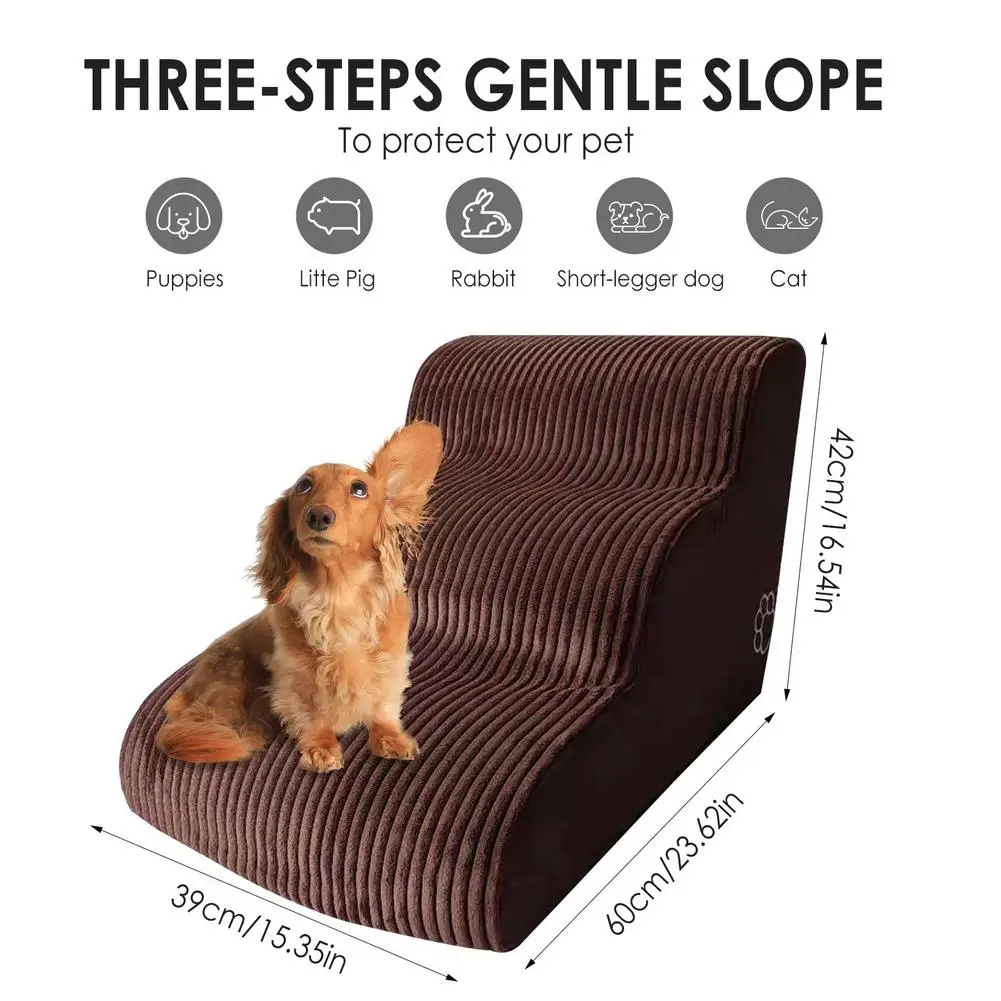 

Pet Stairs 3 Steps Dog Cat Stairs For Small Dog Cat Dog House Pet Ramp Ladder Anti-slip Removable Dogs Bed Stairs Pet Supplies