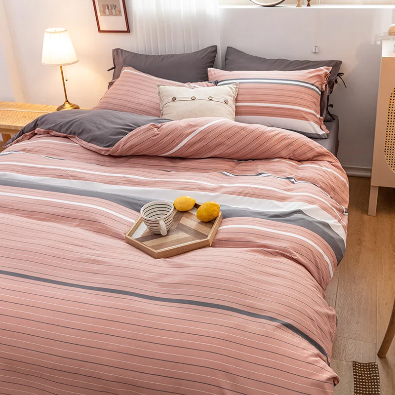 

Japanese-style bed four-piece ins wind sheet quilt cover three-piece dormitory single sheet quilt cover bedding 4 pieces