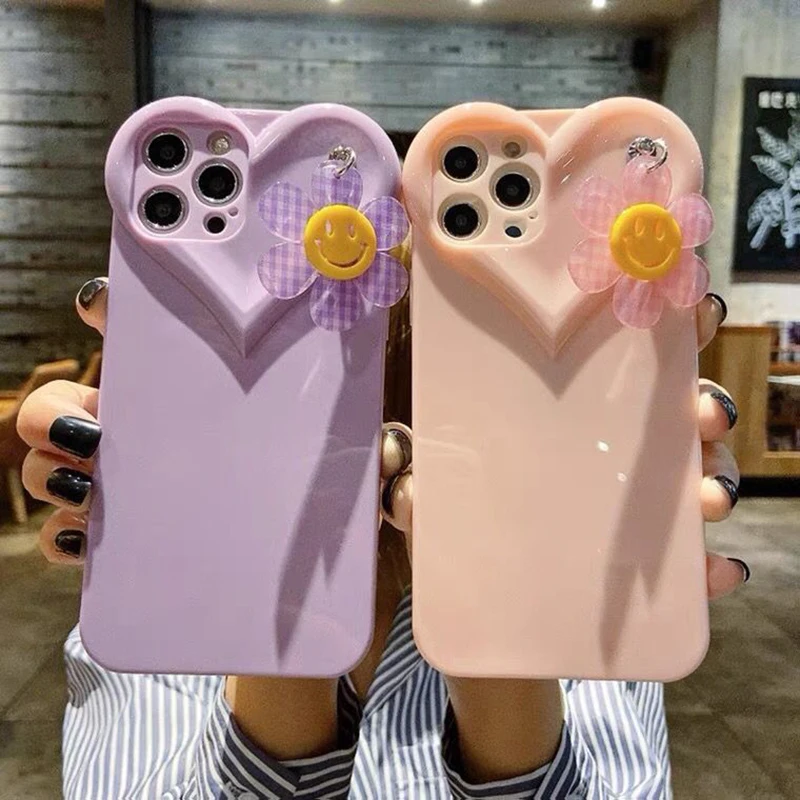 

Cute Sun Flower Bumper Phone Case For iPhone 11 12 Pro Max X XR XS Max 7 8 Plus 11 Pro Soft Back Cover
