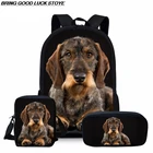 Модный Индивидуальный школьный ранец для девочек и мальчиков из 3 предметов, милый школьный портфель с 3D-принтом сосисок для детей, студенческий школьный портфель