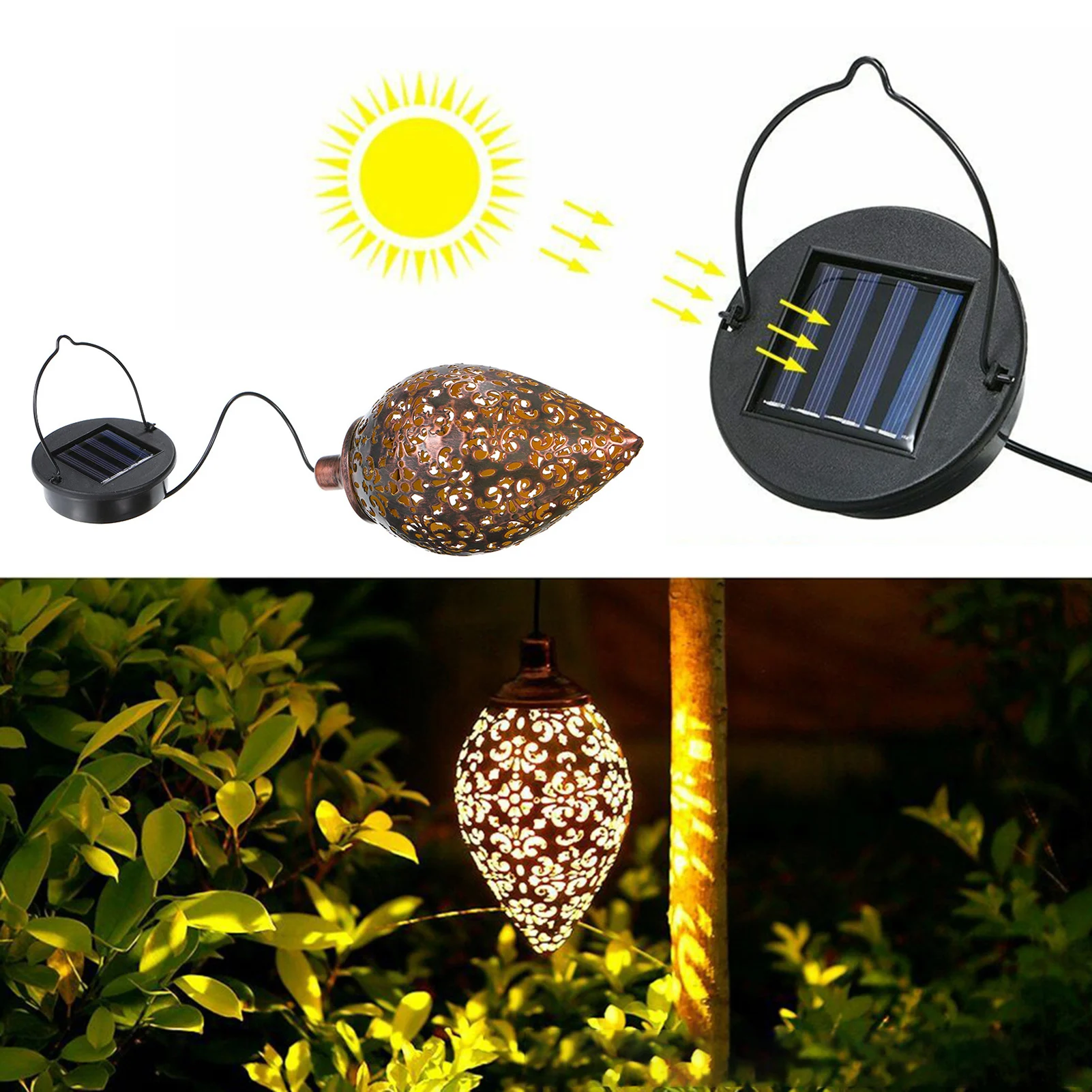 

New Solar LED String Light Fairy Light Fixture Outdoor Hanging Light Waterproof Garden Lantern Lights Patio Hanging responsible