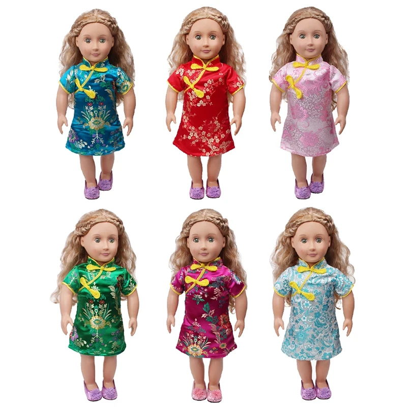 18 дюймовое Кукольное платье для девочек американская китайская юбка cheongsam с
