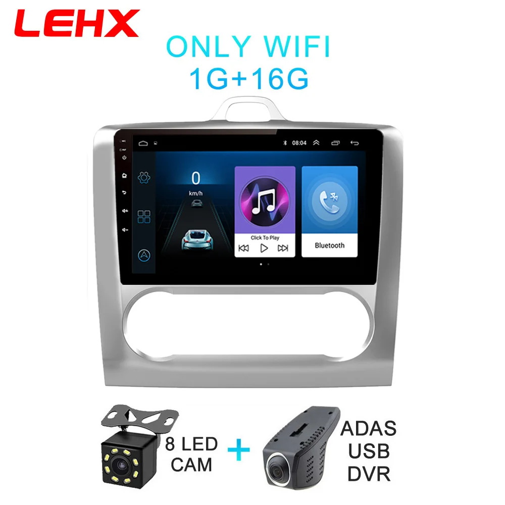 FOCUS AT-DVR-CAM LEHX 2 DIN 9 дюймов Android 8,1 автомобильный мультимедийный плеер с сенсорным экраном четырехъядерный автомобильный радиоприемник для 2004 2005 2006-2011 Ford Focus Exi AT - Цвет: FOCUS AT-DVR-CAM