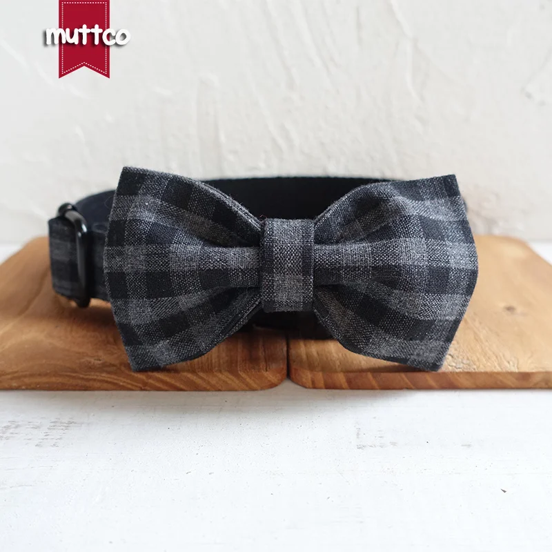 MUTTCO экологически чистый воротник черный клетчатый гибкий ошейник для домашних