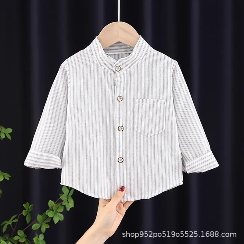 

2021 Baby Spring and Autumn Woven Shirt Long Sleeve Rainbow Printed Turn-down Collar Top Children's Fashion Boutique Clothing