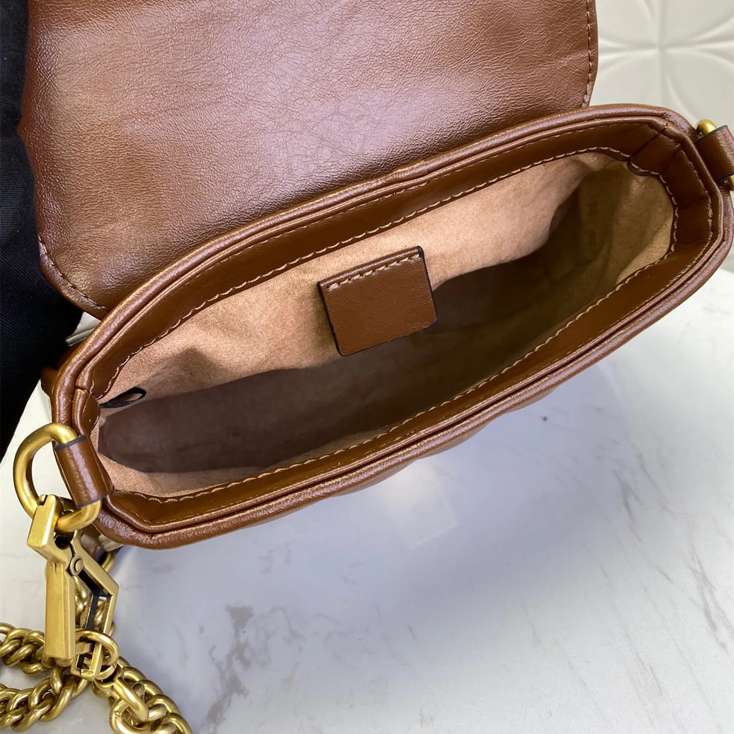 

Women Fashion Designer Qulited Twill Genuine Leather Cowhide Shoulder Bag Elegant 20cm Mini Chain Flap Handbag with Top Handle