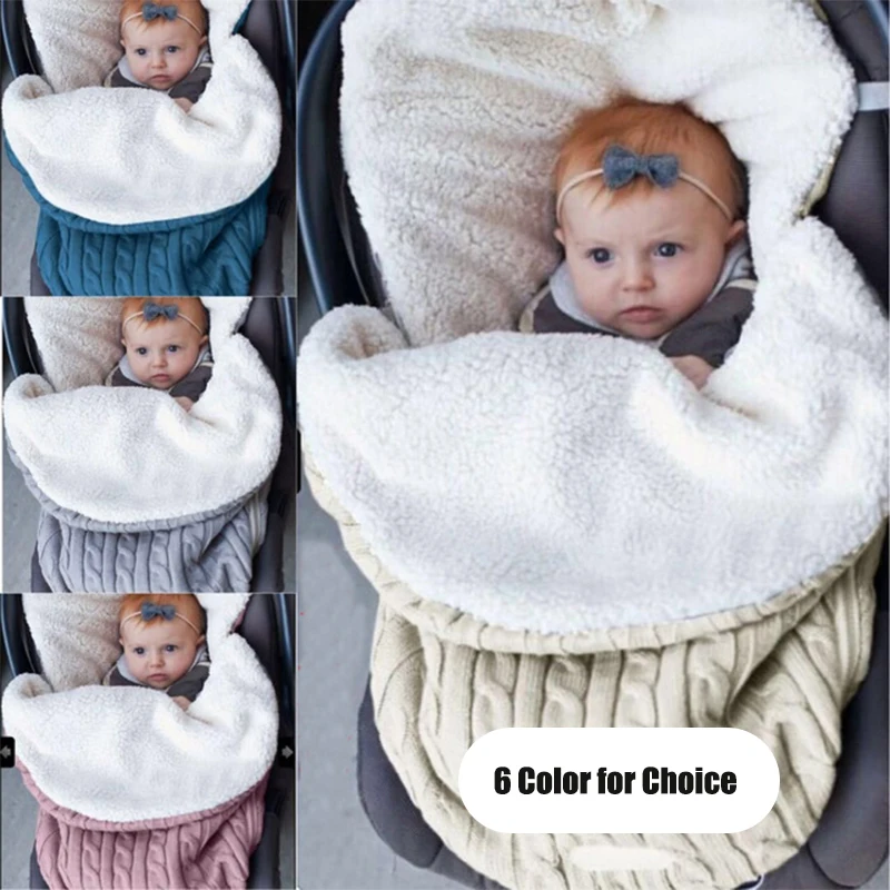 Вязаная теплая детская коляска для сна сумка уличное одеяло спальный конверт