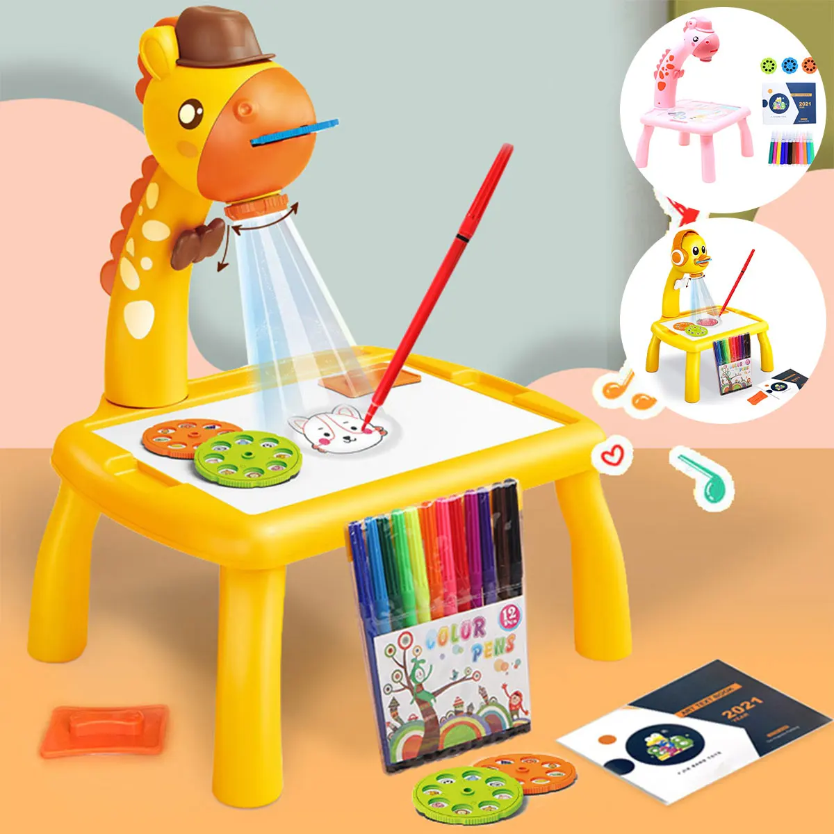 

Projection Drawing Board Children LED Projector Painting Art Drawing Table Light Toy for Kids Painting Desk Learning Paint Tools