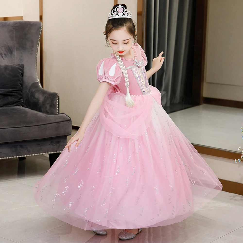 

Little Mermaid Ariel Dress Girl Princess Kids Halloween Fancy Costume Children Carnival Birthday Party Clothes Dress For Girls