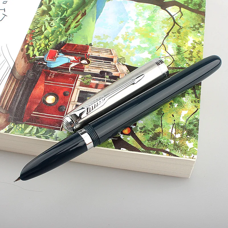 JinHao 86 Ручка перьевая Классическая вращающаяся из нержавеющей стали пластиковая