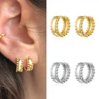 Серьги-кольца женские из серебра 925 пробы с бусинами