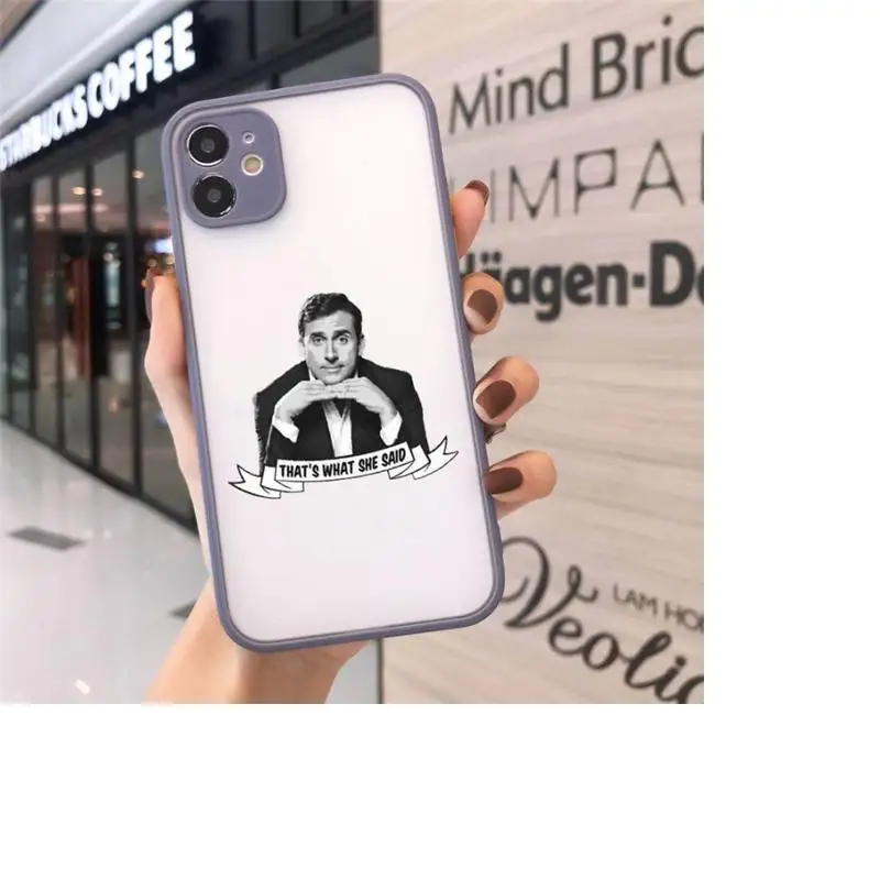 

The Office Phone Case For iPhone 12 11 Mini Pro XR XS Max 7 8 Plus X Matte transparent Gray Back Cover